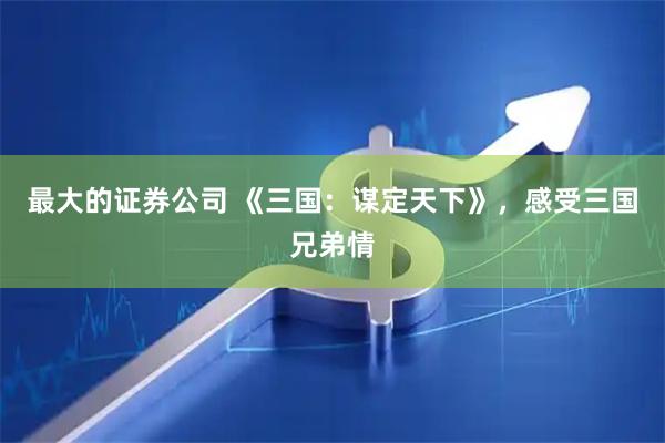 最大的证券公司 《三国：谋定天下》，感受三国兄弟情